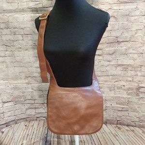 Giani Bernini Tan Leather Crossbody Handbag w/Adjustable Strap